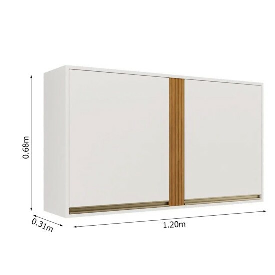A�reo 1.20m 2 Portas Cozinha P�rola Branco/Cinamomo - Sall�to