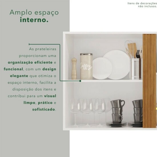 A�reo 1.20m 2 Portas Cozinha P�rola Branco/Cinamomo - Sall�to