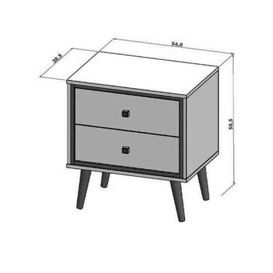 Mesa de Cabeceira Ipanema Nogal/Off com 2 Gavetas - Bechara
