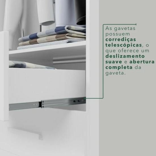 Guarda-roupa 1,80m Texas Premium Branco 6 Portas 4 Gavetas com Espelho - Sall�to