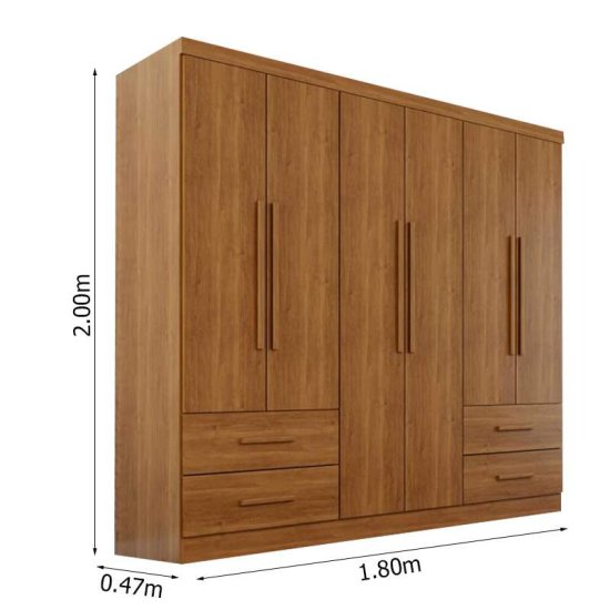 Guarda-roupa 1,80m Texas Premium Cinamomo 6 Portas 4 Gavetas - Sall�to