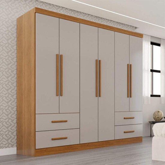Guarda-roupa 1,80m Texas Premium Cinamomo/Off 6 Portas 4 Gavetas - Sall�to
