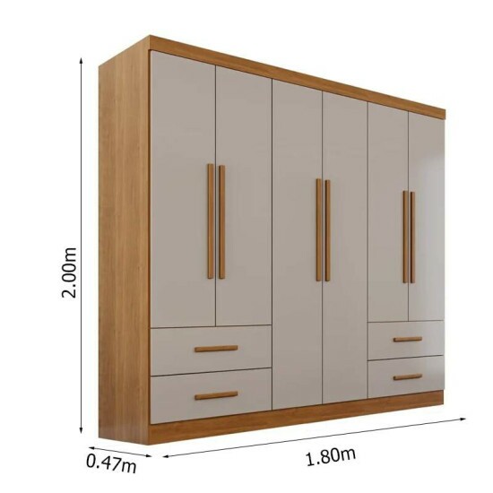 Guarda-roupa 1,80m Texas Premium Cinamomo/Off 6 Portas 4 Gavetas - Sall�to