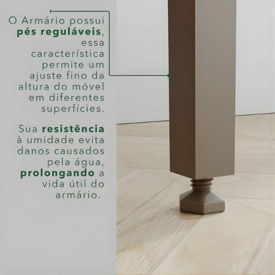 Cozinha 4 Pe�as P�rola Branco/Cinamomo: Torre Quente 0,66m + Balc�o 1,20m + A�reo 1,20m + Arm�rio de Geladeira 0,70m - Sall�to