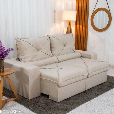 Sof� Retr�til Reclin�vel Tokio 2.00m Linho Bege 30
