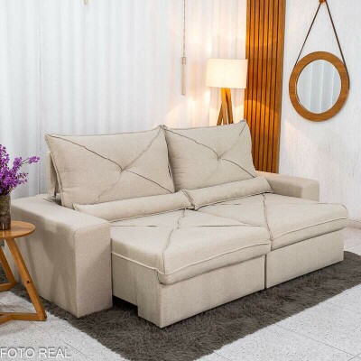 Sof� Retr�til Reclin�vel Tokio 2.30m Linho Bege 30