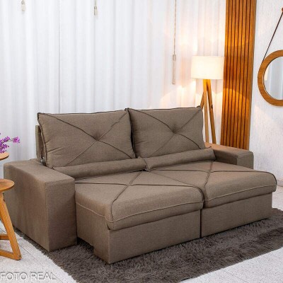 Sof� Retr�til Reclin�vel Tokio 2.30m Linho Marrom 28