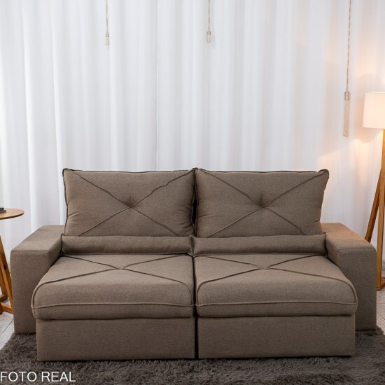Sof� Retr�til Reclin�vel Tokio 2.30m Linho Marrom 28