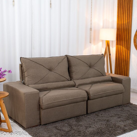 Sof� Retr�til Reclin�vel Tokio 2.30m Linho Marrom 28