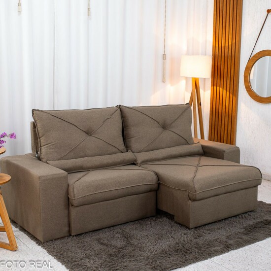 Sof� Retr�til Reclin�vel Tokio 2.30m Linho Marrom 28