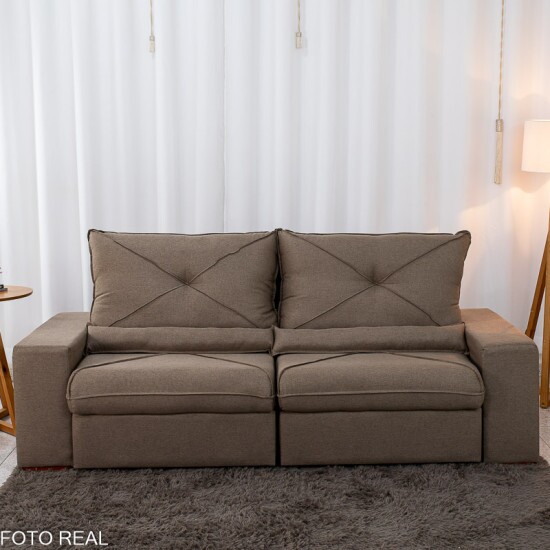 Sof� Retr�til Reclin�vel Tokio 2.30m Linho Marrom 28