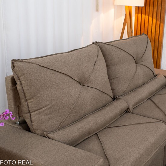 Sof� Retr�til Reclin�vel Tokio 2.30m Linho Marrom 28