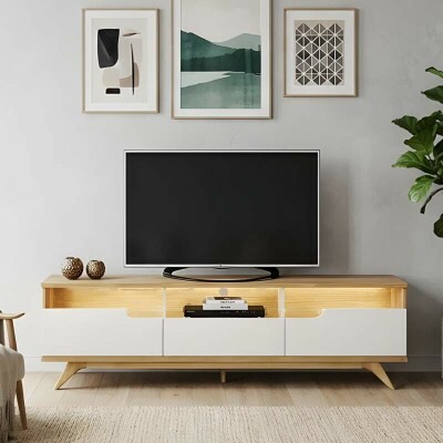 Bancada Diplomata Larg. 2.00m Cinamomo/Off Para TV's at� 70 Polegadas - Valdem�veis