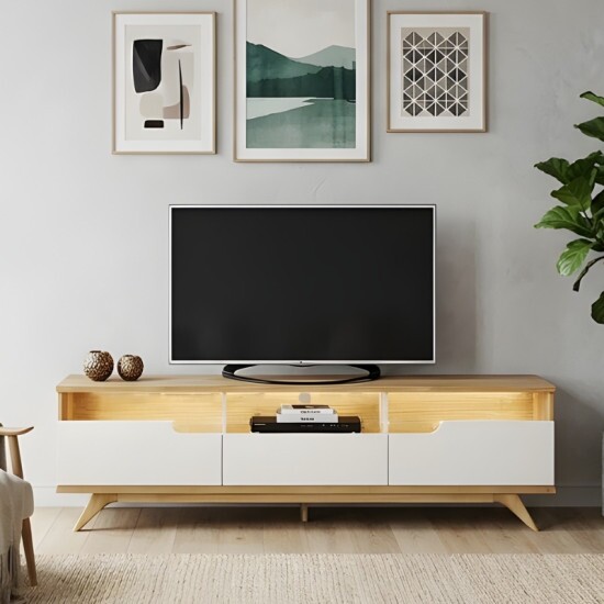 Bancada Diplomata Larg. 2.00m Cinamomo/Off Para TV\\\'s at� 70 Polegadas - Valdem�veis