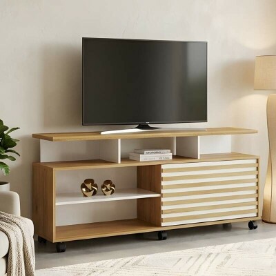 Rack Bancada Star Larg. 1.50m Cinamomo/Off Para TV's at� 55 Polegadas - Valdem�veis