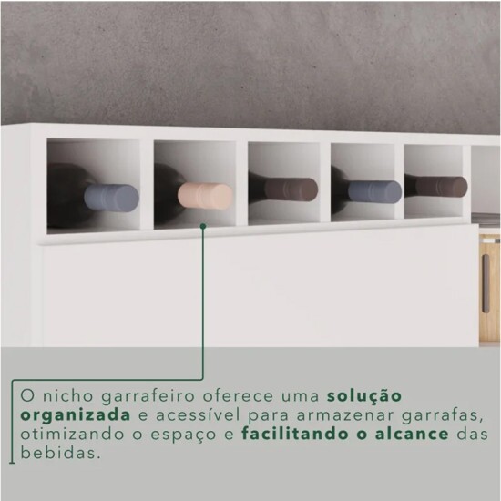 Arm�rio de Cozinha 1,65m New Top�zio Branco/Cinamomo 6 Portas 2 Gavetas - Sall�to