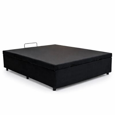 Base Box Ba� Casal Confort Sued Preto Blindado 138x188x45 cm - Issacar
