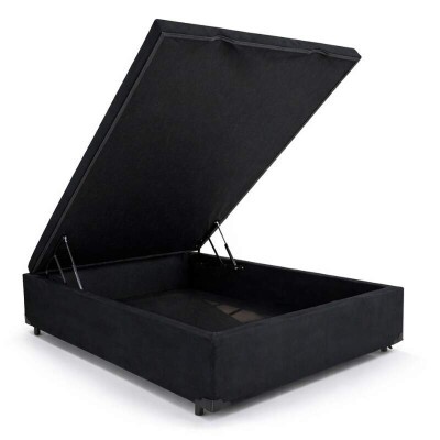 Base Box Ba� Casal Confort Sued Preto Blindado 138x188x45 cm - Issacar