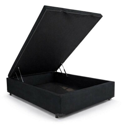 Colch�o Casal Airtech 150 Ortopillow Ortop�dico D45 Ortobom + Box Ba� Casal Prime Confort Sued Preto Blindado Issacar - 138x188x73 | Suporta at� 240kg