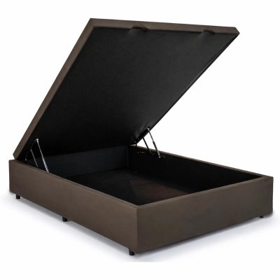 Base Box Ba� Casal Confort Sued Marrom Blindado 138x188x45 cm - Issacar