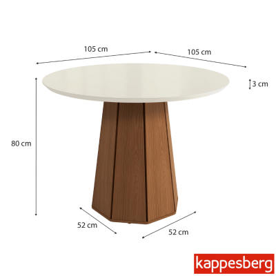 Mesa de Jantar Jade BA54 Redonda 105x105 Vidro Off Base MDF - Kappesberg