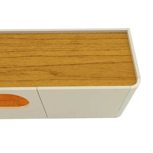 Rack Nobre Larg. 2.10m Off/Naturale C/ Led 100% MDF para TV at 70\\\" - Gelius