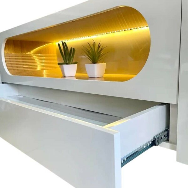 Rack Nobre Larg. 2.10m Off/Naturale C/ Led 100% MDF para TV at 70\\\" - Gelius