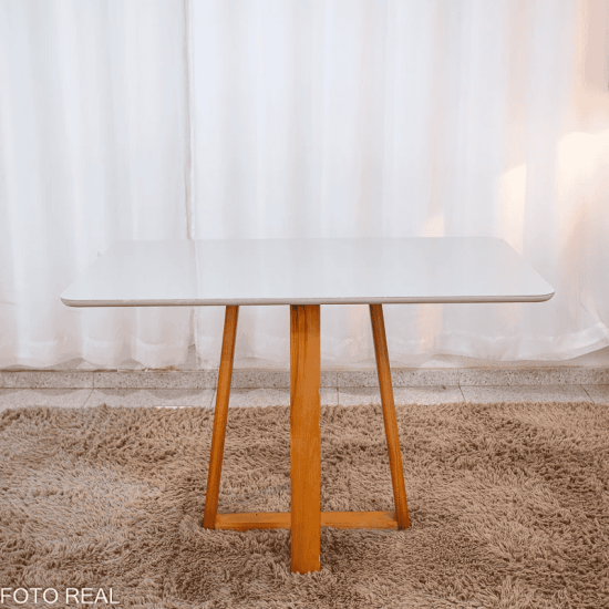 Mesa de Jantar Bali 120x80 Vidro Off Base Minas Plac + 4 Cadeiras G�nova Veludo Bege 512 Art Assento - Entregue Montada