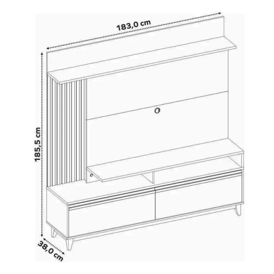 Home 1,83m NT 1400 Freij�/Off com Detalhe Ripado e LED para TV at� 60\\\" - Not�vel