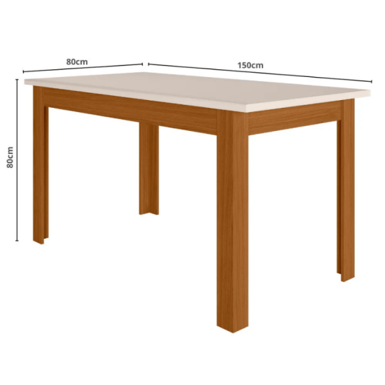 Mesa de Jantar Bellagio 150x80 Freij� UV/Tampo Off White + 6 Cad. Milano Freij� UV/Savana - Poliman
