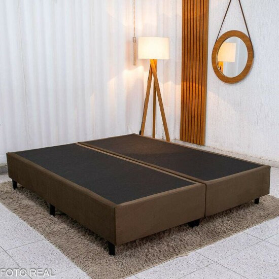 Box Queen Bipartida 158x198x37 Sued Marrom - Ortobel