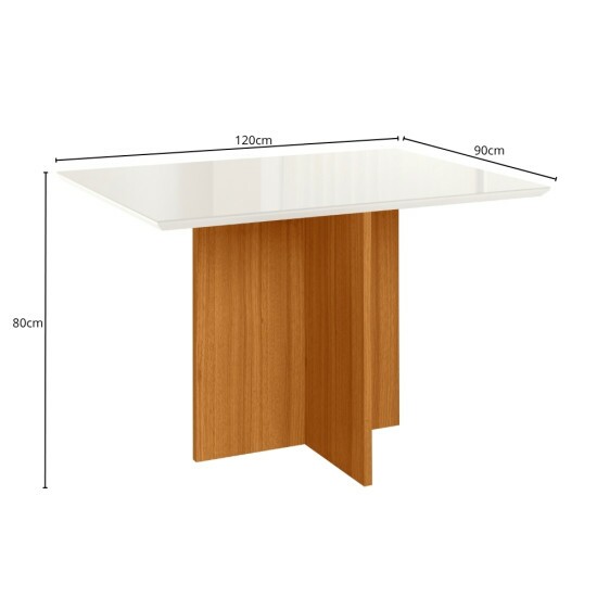 Mesa de Jantar Helo 120�90 Vidro Off/Base Freij� - Poliman