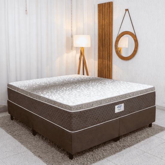 Colch�o Queen Molas Ensacadas Opala Gazin + Base Box Queen Bipartido Sued Marrom Ortobel - 158x198x69
