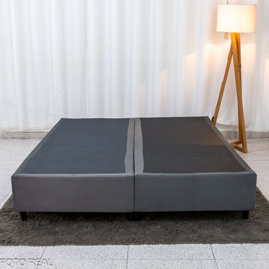 Box Queen Bipartida Sued Cinza 158x198x37 - Ortobel