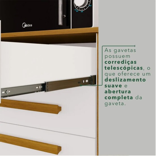 Arm�rio Cozinha Catar Branco/Cinamomo 6 Portas 2 Gavetas Larg. 2.00m - Sall�to