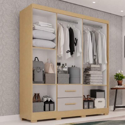 Guarda-roupa Estrela Premium Jequitib�/Granizo 6 Portas 2 Gavetas C/P�s Larg. 1.50m - Sall�to