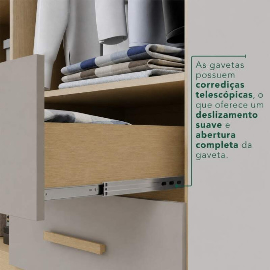 Guarda-roupa Solteiro 1,50m Estrela Premium Jequitib�/Granizo 6 Portas 2 Gavetas com P�s - Sall�to