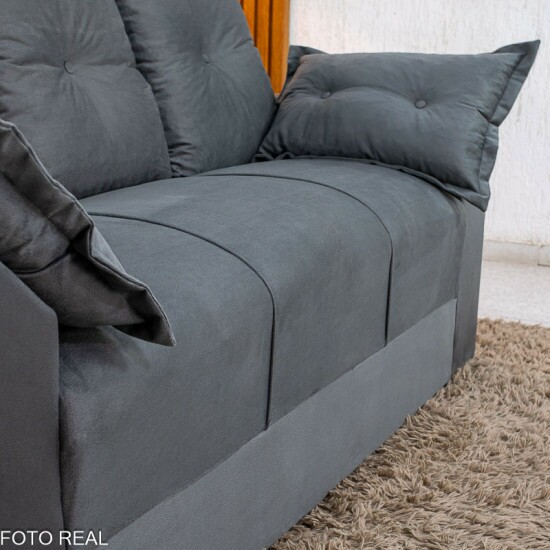 Sof� 3 Lugares Petra Veludinho Cinza Larg. 1.70m
