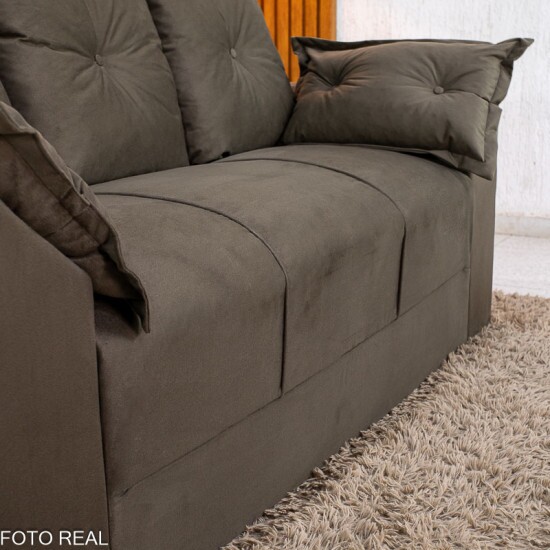 Sof� 3 Lugares Petra Veludinho Marrom 603 Larg. 1.70m