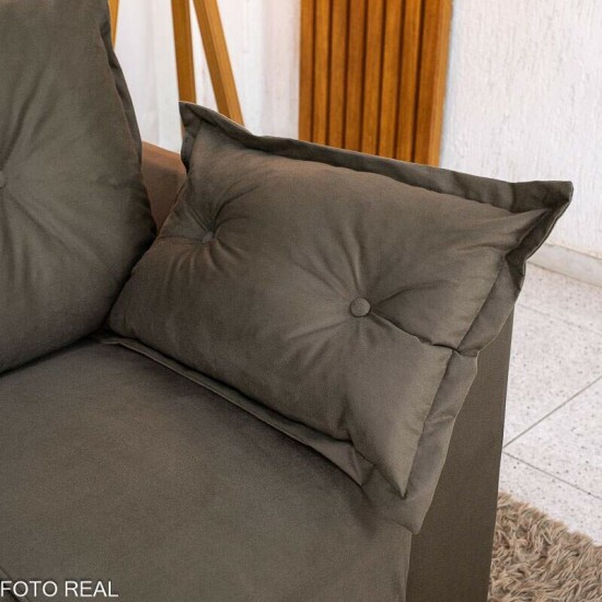 Sof� 3 Lugares Petra Veludinho Marrom 603 Larg. 1.70m