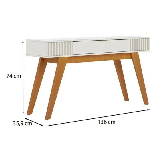 Aparador Riviera Off White Larg. 1.36m C/1 Gaveta e Detalhe Ripado - Colibri