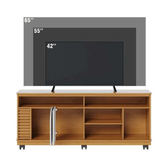 Rack Bancada Jurer� Larg. 1.50m Naturale/Off White Mate para TV at� 65\\\"- Colibri