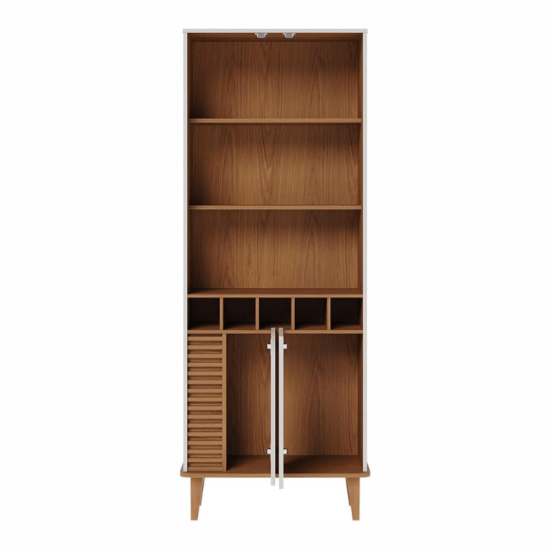 Cristaleira Jurer� Com Detalhe Ripado Larg. 0.70m Off White Matte/Freijo - Colibri