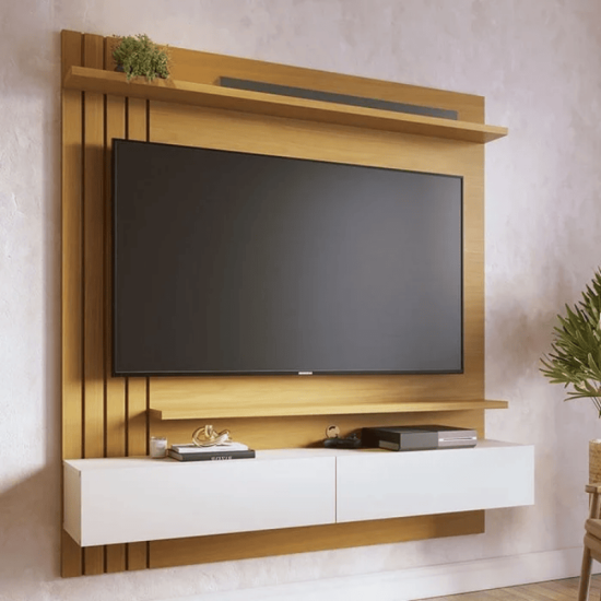 Home Suspenso Juriti Larg. 1.50m Naturale/Off White Matte para TV at� 70\\\" - Colibri