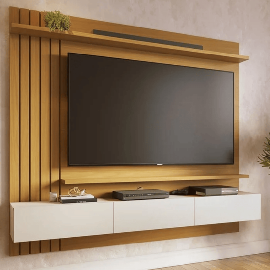 Home Suspenso Juriti Larg. 1.80m Naturale/Off White Matte para TV at� 70\\\" - Colibri
