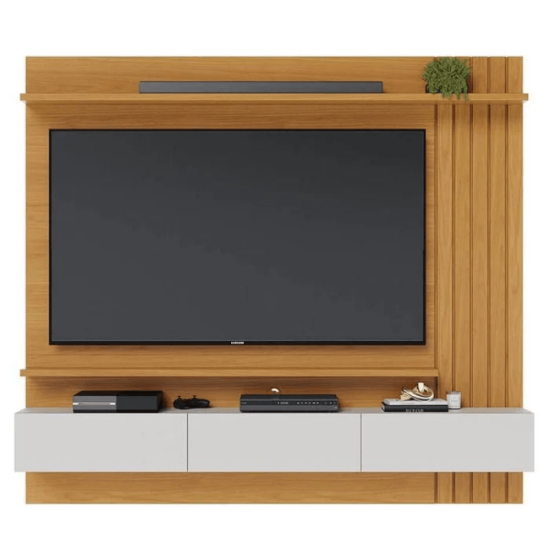 Home Suspenso Juriti Larg. 1.80m Naturale/Off White Matte para TV at� 70\\\" - Colibri