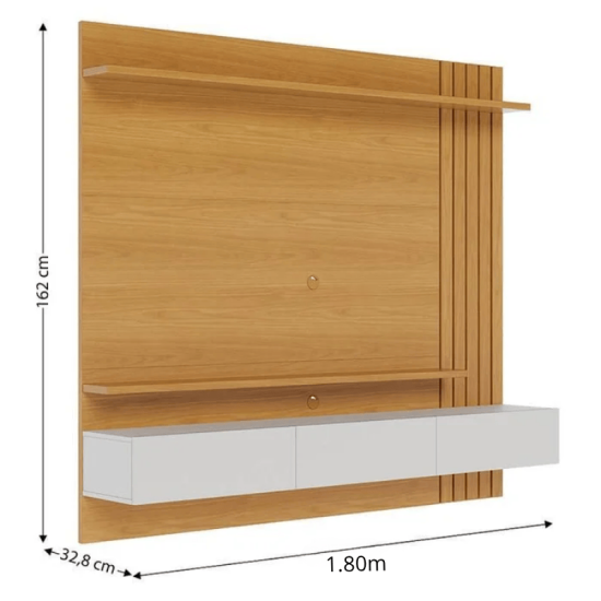 Home Suspenso Juriti Larg. 1.80m Naturale/Off White Matte para TV at� 70\\\" - Colibri