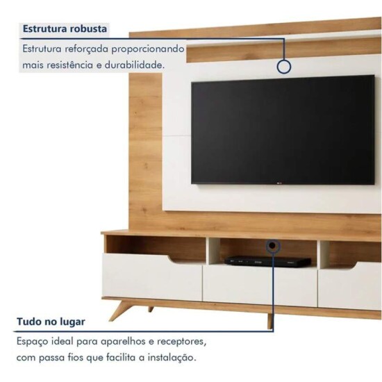 Home Theater Diplomata Cinamomo/Off White Larg. 2.00m para TV at� 60\\\'\\\' - Valdem�veis