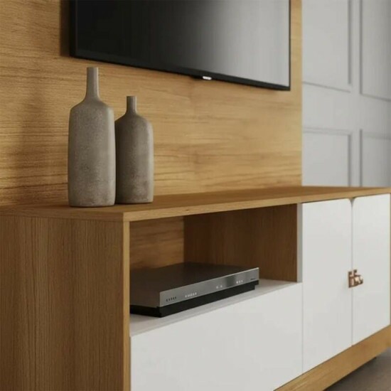 Home Theater Monza Cinamomo/Off White Larg. 1.30m para TV\\\'s at� 55\\\'\\\' - Valdem�veis