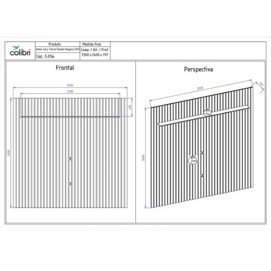 Painel Ripado Ni�gara Larg. 2.50m Freij� para TV\\\'s at� 85\\\'\\\' - Colibri